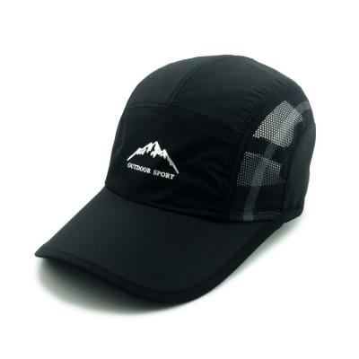 China breathable & Waterproof High Quality Custom Sports Caps Dry Fit Running Cap Black Micro Fiber Hats for sale