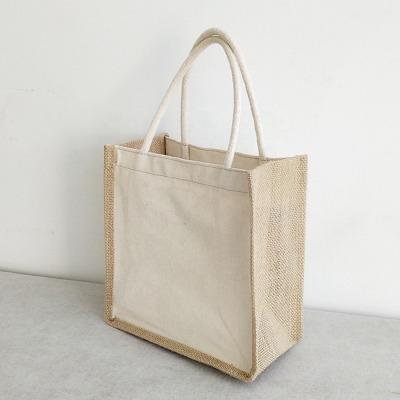 China Shopping Wholesale Custom Printing Logo Natural Gunny Eco Friendly Jute Tote Bag Recycle Foldable Jute Shopping Bag for sale