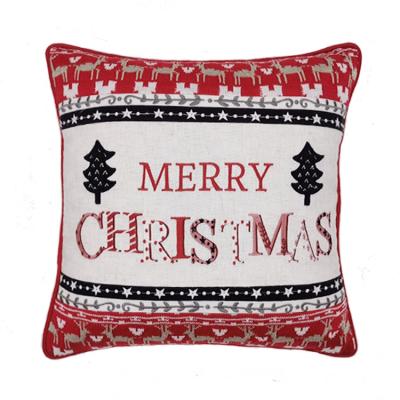 China Scandinavian Decorative Embroidery Knit Tree Scandinavian Reindeer Applique Merry Christmas Seasonal Cushion Pillow for sale