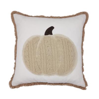 China Knit Decorative Pumpkin Knit Pumpkin Applique with Seasonal Tassel Pillow Cushion Cover for Harvest for sale