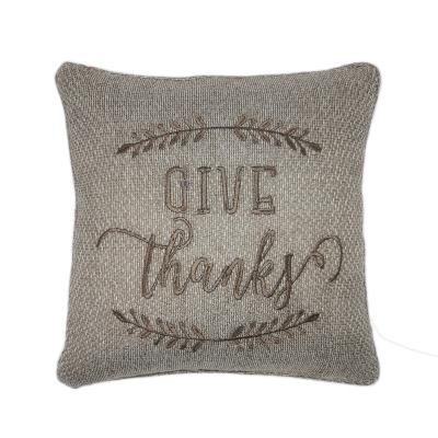 China Wholesale Decorative Jacquard Embroidery Give Thanks Textile Chunky Woven Seasonal Cushion Pillow Cover For Harvest for sale