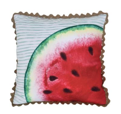 China Wholesale Decorative Fruit Print Watermelon With Jute Piping Cushion Pillow For Outdoor for sale