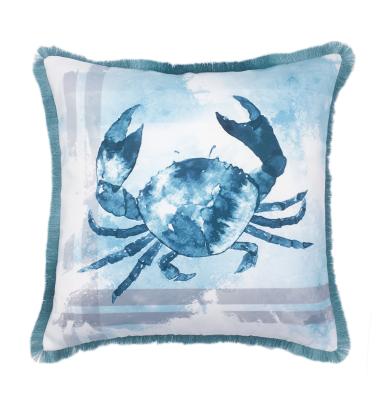 China Wholesale Crab Print Crab With Tassel Cushion Pillow For Outdoor for sale