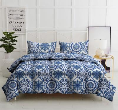 China Wholesale Bohemian Blue Geometry Bedding Comforter Set Printed Stunning Blue Chandelier Design for sale