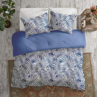 China Home Wholesale Bedding Comforter Comforter Set Printed Navy Messy Palm Leaves For Spring And Summer for sale