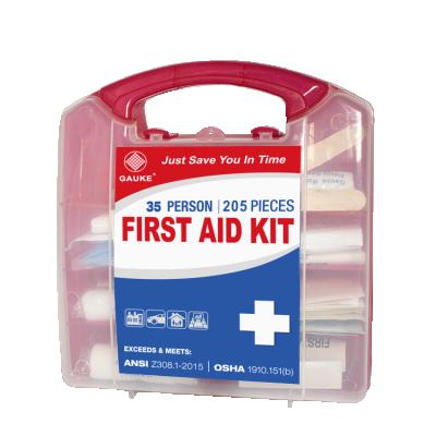 China Waterproof First Aid Equipment Emergency Persons ANSI 35 Transparent First Aid Kit For Workshop for sale