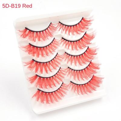 China Long Lasting Wholesale Colored Eyelashes Shape Colored Strips Brown Red-pink Strands Lift And Tint Eyelash for sale