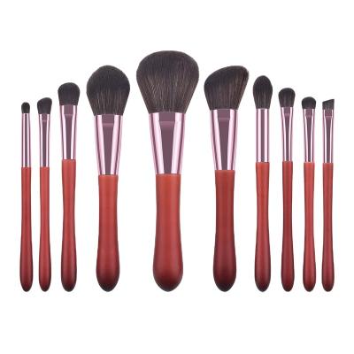 China General 10 Makeup Brush Set Mahogany Squash Tail Beauty Makeup Tool for sale