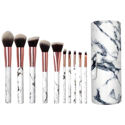 China Factory supply factory supply 10 marble brush set general PU marble single bag marble cosmetic brush Explosive brush for sale