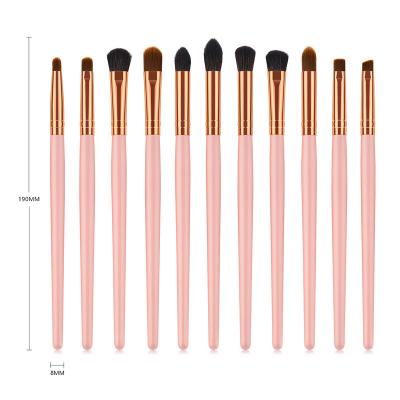 China 11 Flat Brush Makeup Brush Set Eyebrow Brush Eyeshadow Brush Eyebrow Brush Handle Golden Powder Wooden Makeup Tool for sale