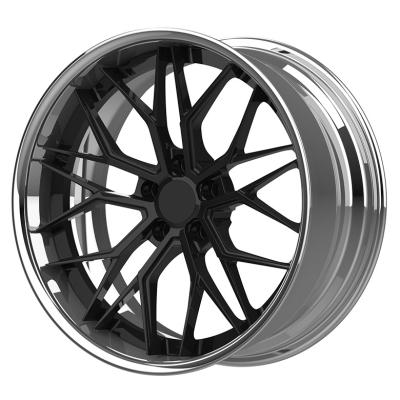 China Passanger Car Milling Polishing Aluminium Alloy Forged Car Wheels Gloss Black 17 18 19 20 21 22 24 Inch 5x112 5x130 Two-piece Structure Wheels for sale