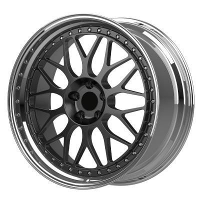 China Passanger Car T6061 2 Piece Wheels 5 Hole Brushed Gunmetal Polished Lip Wheels ET 28 Multi Spoke 5x112 Forged Rims For Passenger Car Wheels for sale