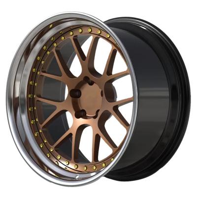 China Passanger Car 2 Piece Forged Car Wheel Bronze Polished Lip Concave Design Forged Wheels For High End Automobile Alloy Wheels Modification for sale