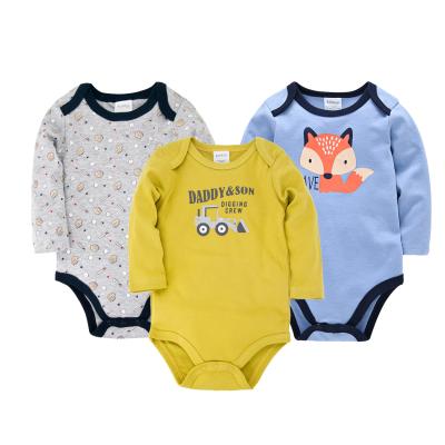 China Wholesale High Quality Soft Organic Baby Romper Long Sleeve Baby Romper 3pcs Set 100%COTTON Baby Clothing Baby Romper for sale