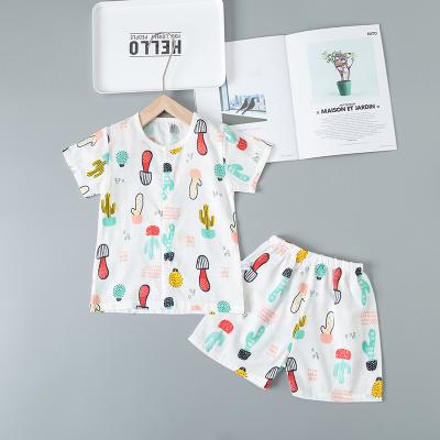 China 100%cotton antibacterial baby clothing sets summer comfortable air-conditioned clothing printing cartoon cotton thin short baby sleep bag for sale