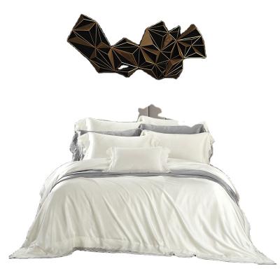 China Viable Silk 4 Pcs Hot Selling Bedding Set Fashion Lace Material White Bedding Cover Set for sale