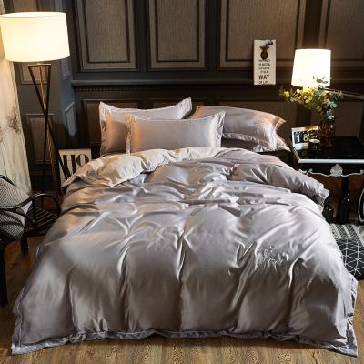 China Nondisposable national standards washed silk embroidery romantic bed sheet, luxury king 300tc pure silk bedding set for sale