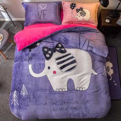 China Nondisposable factory wholesale kids quilt cover luxury printed velvet home bedding set for sale