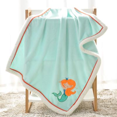 China Anti-pilling New Embroidered Plush Baby Blanket Flannel Baby Car Seat Blanket for sale