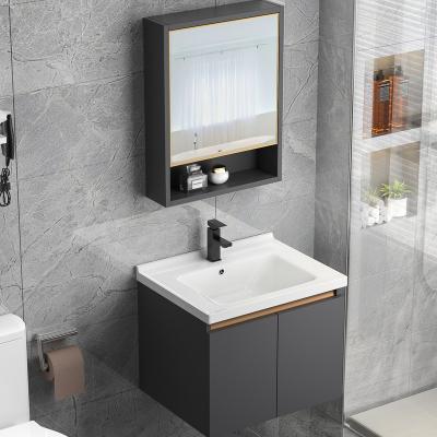 China Modern Modern Bathroom Vanity Cabinets Waterproof Mirror Bathroom Vanities Lead Furniture Customs Floating Vanity Cabinets Set for sale