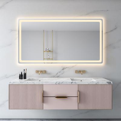 China New LED Warm White Sensor Light Touch Border Bathroom LED Fogproof Round Mirror Smart Light Mirror for sale