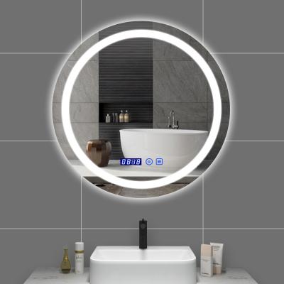 China New LED Warm White Sensor Light Touch Border Bathroom LED Fogproof Round Mirror Smart Light Mirror for sale