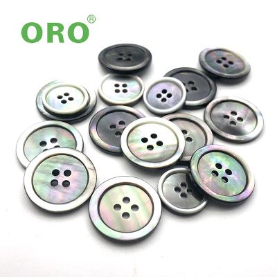 China Custom Wholesale Lead Free Round 4 Hole Fashion Natural Black Pearl Buttons For High End Shirts for sale