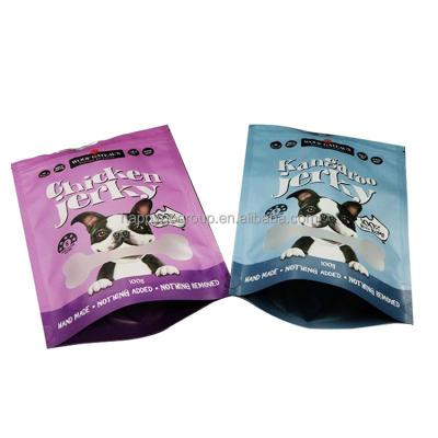 China Recycled Custom Printed Materials Plastic Packaging Travel Flat Bottom Aluminum Foil Pet Food Bag With Zipper for sale