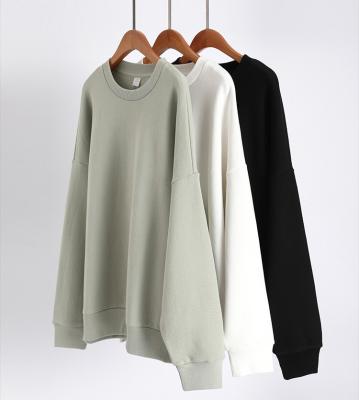 China Men's Breathable Fashion Sweater Pure Cotton Loose Off Shoulder Long Sleeve Round Neck Solid Color Oversized Sweater for sale