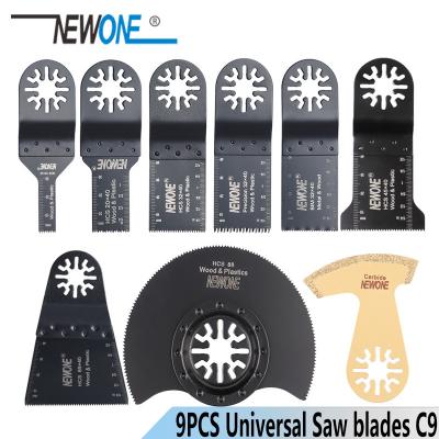 China NEWONE 9pcs/set C9 HCS/Japan-tooth/Bi-metal Oscillating Multi-Tool Woodworking Tool Saw Blades for Wood/Metal/Plastic/Tail Cutting for sale