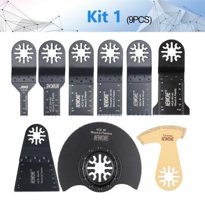 China NEWONE 9pcs/set C9 HCS/Japan-tooth/Bi-metal Oscillating Multi-Tool Woodworking Tool Saw Blades for Wood/Metal/Plastic/Tail Cutting for sale