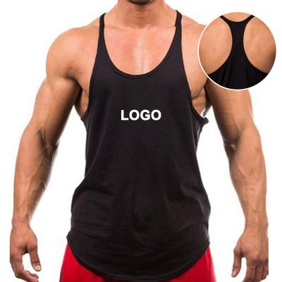 China QUICK DRY Sleeveless T Shirt Gym Singlet In Cotton Male Wife Beater Men Stringer Custom Logo Y Back Bodybuilding Muscle Tank Top for sale