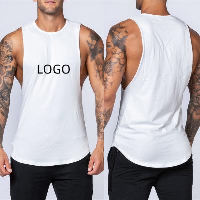 China QUICK DRY Custom Logo Singlet Sport Fitness Gym Armless Sleeveless Top Clothes Mens Drop Arm Cut Body Building Workout Tank Top for sale