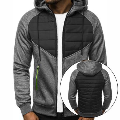 China Breathable Man High Quality Casual Zipper Pocket Hooded Jackets Supplier Stitching Color Black Drawstring Zip Up Men's Hoodies for sale