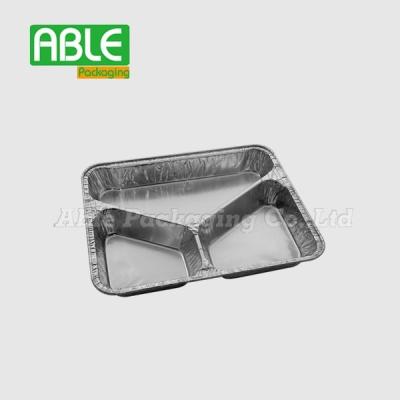 China Standard 3 Compartments Aluminum Foil Container Lunch Box Dishes Trays AE1018 for sale