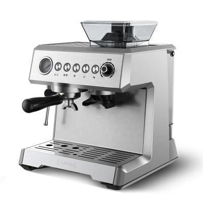 China Multifunctional Coffee Coffee Machine 4 in 1 Household Hotel Apply 20bar 2L Capacity Hot Water Foaming Bean Espresso Coffee Grinding Machine for sale