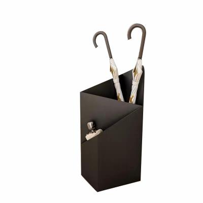 China Environmental Friendly Hanssz Loke Metal Umbrella Stand Rack Storage Holder With Removable Bottom Drip Tray Metal Garden Umbrella Stand for sale