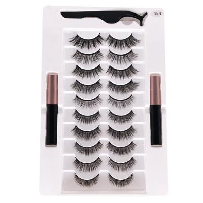 China OEM Natural Magnetic False False Eyelash Box 3d Mink Eyelashes 2 Liner Pen Kit for sale