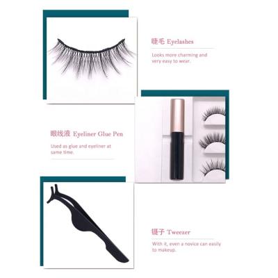 China Natural False Eyelashes and Tools GlueTweezers 3 Eyelash Extension Pairs Magnetic Eyelashes Kits for sale