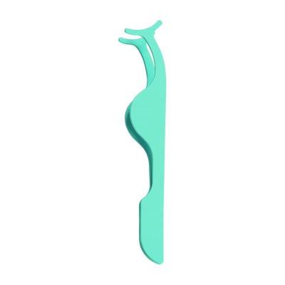 China Green cyan color eyelash tweezers manufacturer Cheap Price Russian volume non-specific plastic tweezers for sale