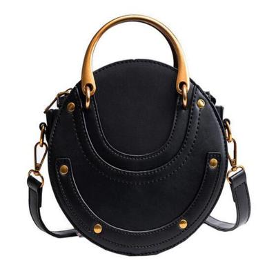 China New Fashion Metal Round Metal Round Handbag Mini Women Single Shoulder Bag Eco-friendly Custom PU Leather Retro for sale