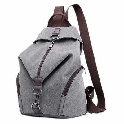 China Mochilas Canvas Backpack School Bag Waterproof Casual College Travel Purse Shoulder Bag for Women Men (Grey) for sale