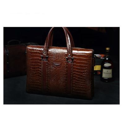 China Exclusive Official Crocodile Party Grain Bag Genuine Leather Portable Briefcase for sale