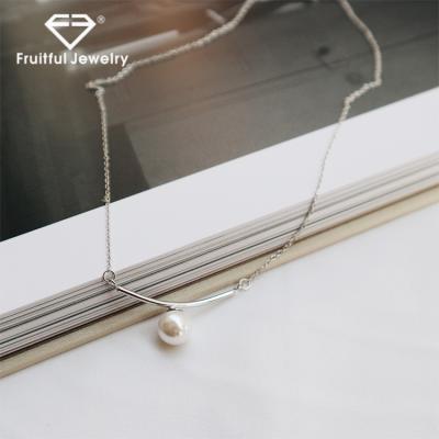 China Simple 925 Sterling Tube Pendant Necklace Fashion CLASSIC Long Silver Circular Pearl Necklaces for sale