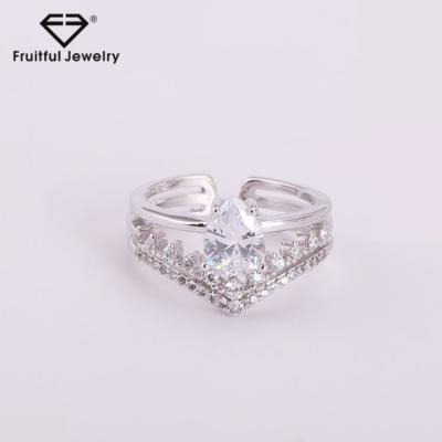 China CLASSIC silver S925 female models Korean version of the Crown Diamond Elegant Sterling Snap Teardrop Ring for sale