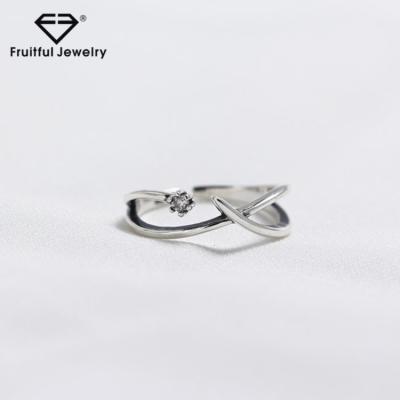 China Diamond Cross Vintage Simple Korean Striped Ring CLASSIC 925 Sterling Silver for sale