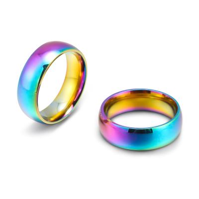 China Fashionable Shine Titanium New Pattern Colorful Titanium Ring Rainbow Ring Stainless Steel Gold Ring for sale