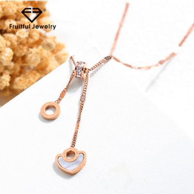 China Titanium Steel Crystal Circle Heart Pendant Necklace Adjustable Fashion Good Quality Wholesale CLASSIC for sale