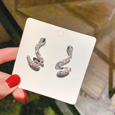 China Zircon Romantic Micro Inlaid Earrings Exaggerated U-shaped Earrings Meander Crystal Geometric Earrings for sale