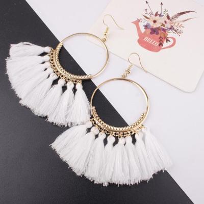 China Wholesale Custom Bohemian Handmade Jewelry Tassel Earrings Alloy+Polyester Stud for sale